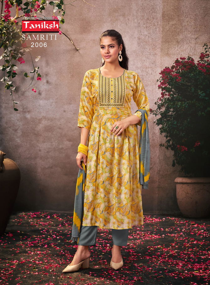 Samriti Vol 2 By Taniksh Rayon Printed Kurti With Bottom Dupatta Wholesale Price In Surat
